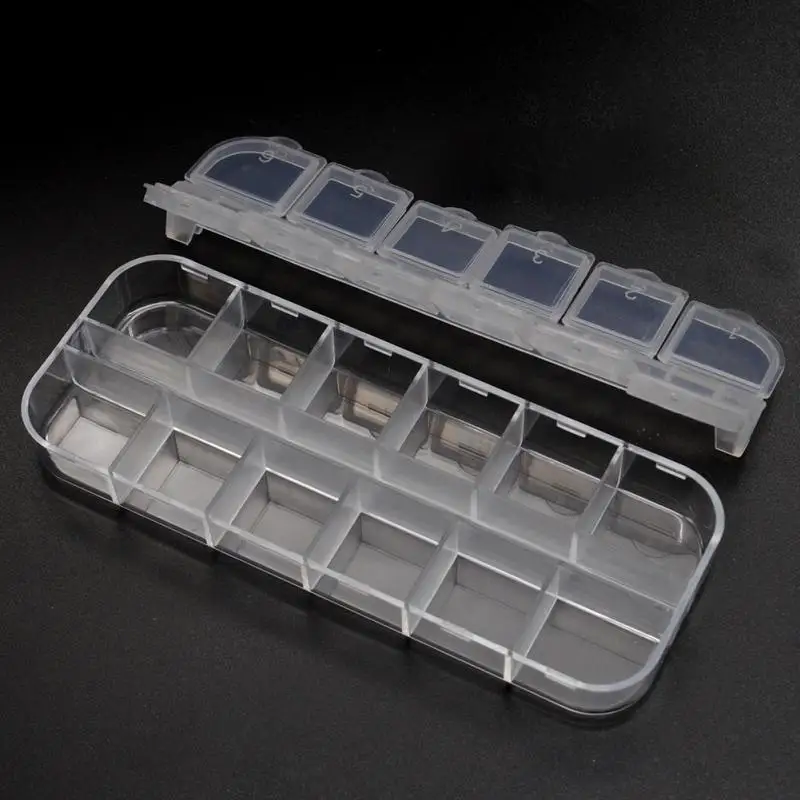 12 Grids Plastic Storage Case Small Thing Container Nail Art Products Box Rhinestone Earring Jewelry Compartment Storages Casing