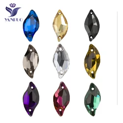 YANRUO 3254 Leaf All Color S Shape Sew On Rhinestones Glass Crystal Flat Back Stones Sewing Strass Applique For Dress