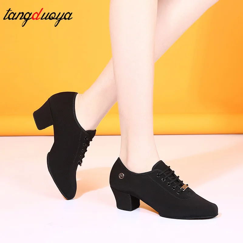 breathable shoes women dance shoes lace up heels women ballroom latin dance shoes big size 34-42 5cm Heels