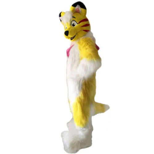 Novo adulto amarelo husky cartão cão festa mascote traje de natal fantasia vestido de halloween mascote traje navio livre