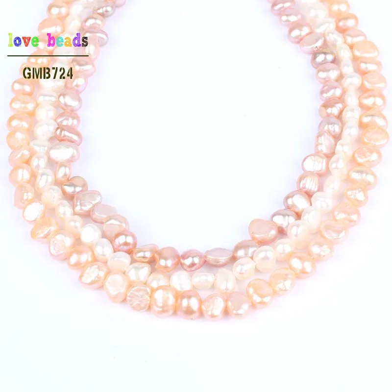 5-6mm Natural White Pink Freshwater Pearl Baroque Gem Irregular Beads Strand 15\