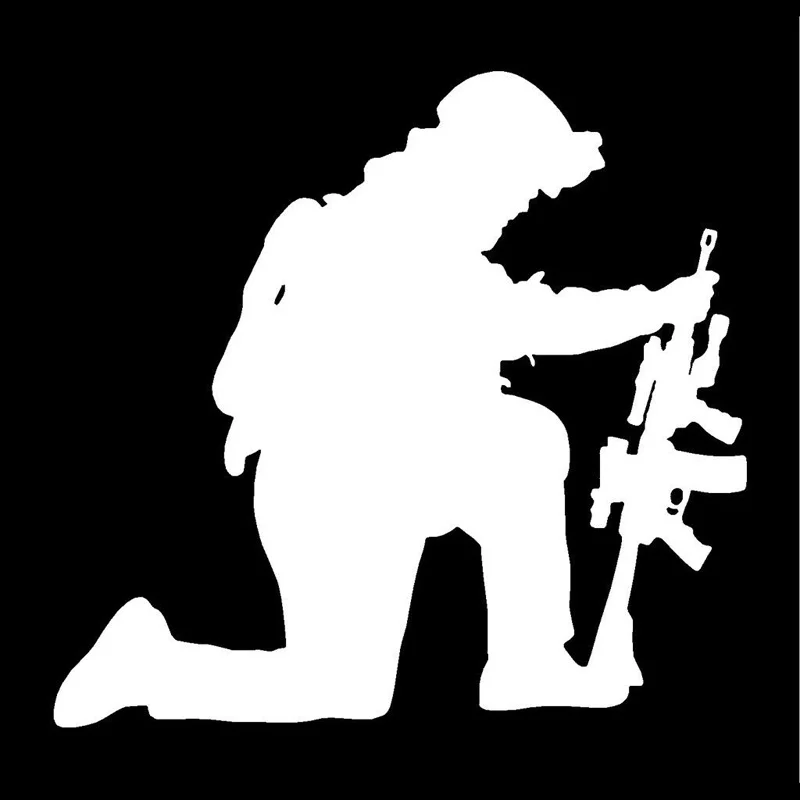 16*15.2CM The Soldiers Firing Personality Car Sticker Covering The Body Of Fashion Vinyl Decals Black/Silver C7-1535