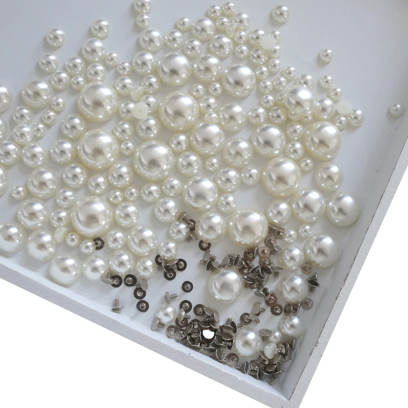 50/100 Sets Semicircle Imitation Pearl Rivets DIY Garment Leather Accessories Flat Back Spikes Wedding Decor Half Round Pearls