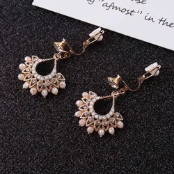 New Design Vintage Fashion geometric Zirconia  Clip on Earrings Without Piercing for Women Wedding Party Trendy Jewelry