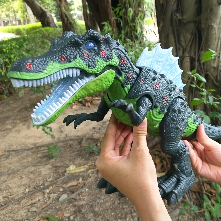 Robot eléctrico de dinosaurio para caminar, juguete de tamaño grande, 51CM, con sonido ligero, funciona con pilas, regalo para niños