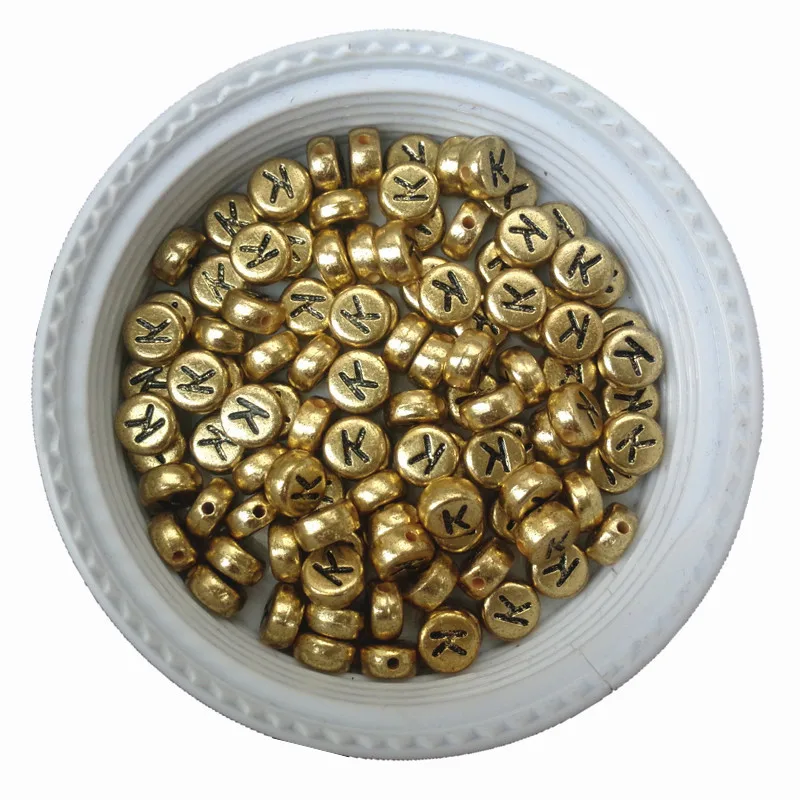 Imagem -05 - Ouro Plástico Acrílico Carta Beads Flat Round Forma Coin Forma A-z Kint Pulseira Jóias Contas Espaçador 3600 Peças Lote 4*7 mm Cor do