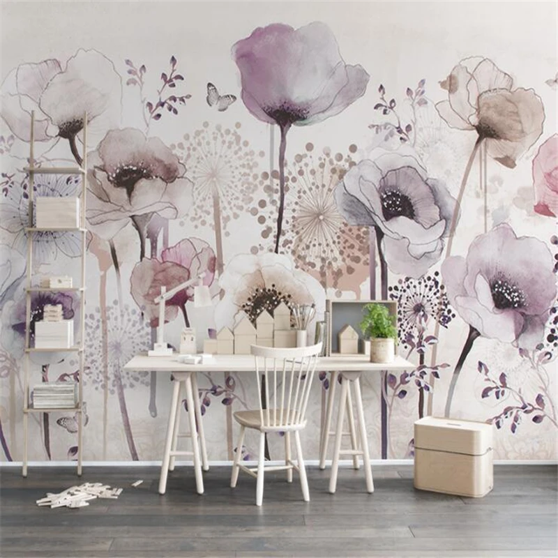 wellyu papel de parede 3D Custom wallpaper Beautiful watercolor hand painted style lilac floral TV background wall