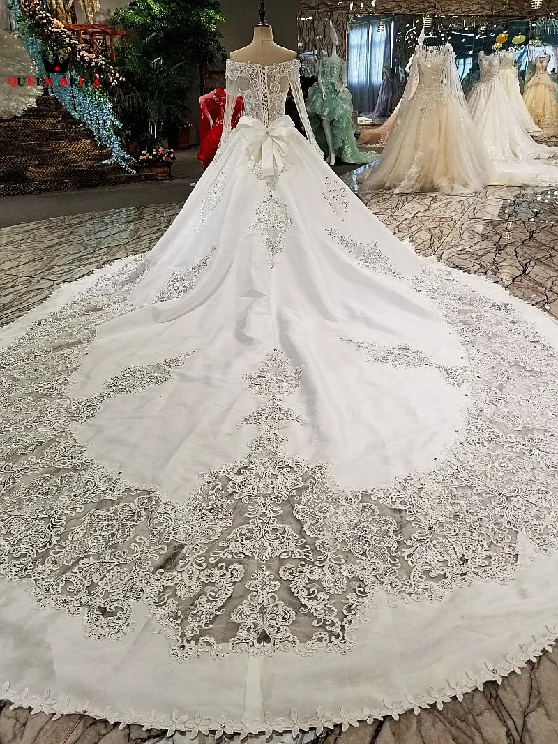 Nach Maß Weg Von der Schulter vestido de noiva Spitze Perlen Pailletten Hochzeit Kleider 2021 QUEEN BRAUT Hochzeit Kleid WD37