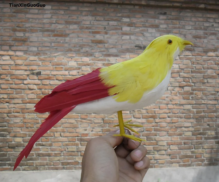 large 30cm simulation bird model polyethylene&feathers yellow&red bird handicraft,garden decoration s1128
