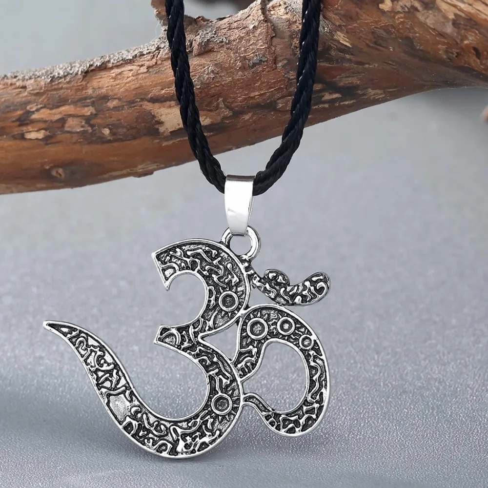 Kinitial Vintage OM Necklace Ohm Pendant Jewelry OM Charm yoga Jewelry Women Ethnic Necklaces Meditation Yoga Jewelry