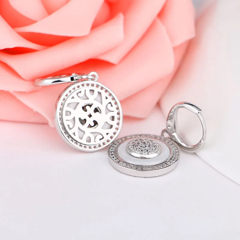 White Blue Pink Hoop Earrings for Women 2019 New Circle Geometric Ceramic Round Earring Elegant Jewelry Wedding Jewelry Gifts