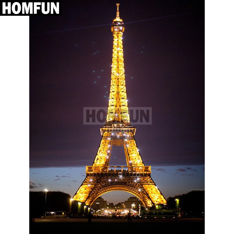 

HOMFUN Full Square/Round Drill 5D DIY Diamond Painting "Eiffel Tower" Embroidery Cross Stitch 3D Home Decor Gift A02507