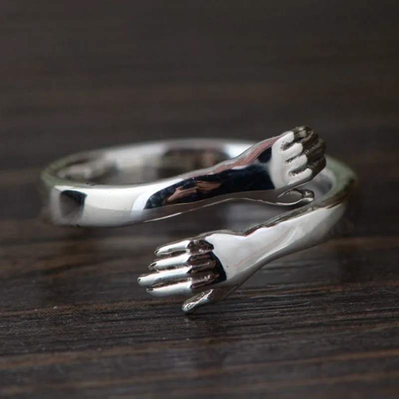 Tigrade Solide 925 Sterling Silber Arm Umarmung Offene Ringe für Frauen Männer Geschenk Sterling Silber Ring Resizable Einfache Mode Schmuck – Detail 4