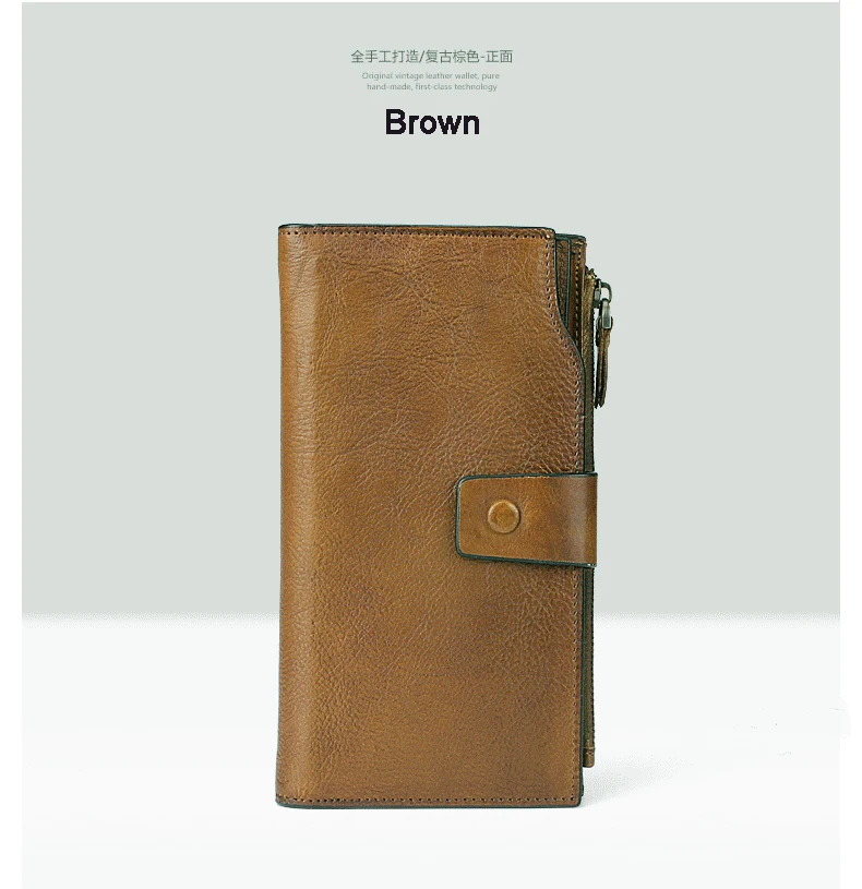 Fashion Vintage Genuine Leather Wallet men Leather Long Wallet male purse Clutch Bag money bag men wallet coin Purse card holder
