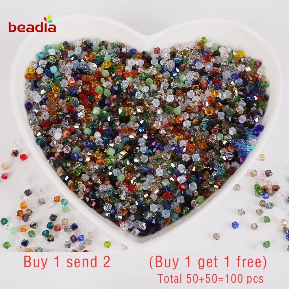 4mm Czech Loose Rondelle Crystal Glass Pointed Beads For DIY Jewelry Crafts Sewing Clothing Accessories Buy 1 Get 1 Free