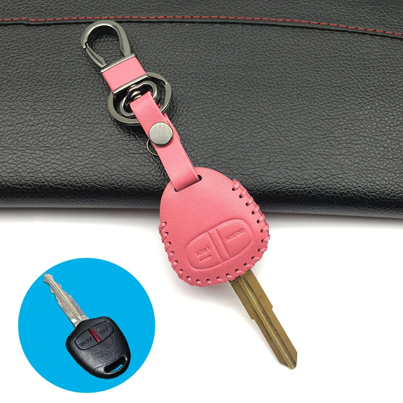 100% leather car key case car-covers For Mitsubishi outlander ASX colt LANCER Grandis Pajero sport shell car keys accessories