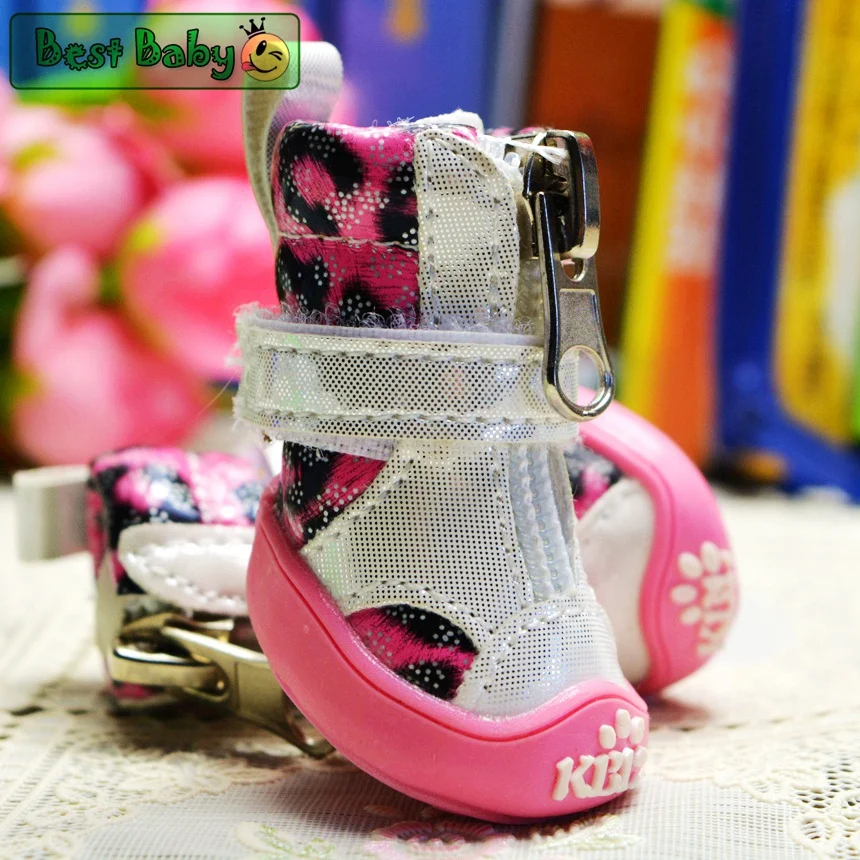 Bling Leopard Pet Shoe Dog Puppy Blue/Pink/Green/Black New 4pcs/lot Fashion1036 XS/S/M/L/XL Cat Yorkshire Sports Products