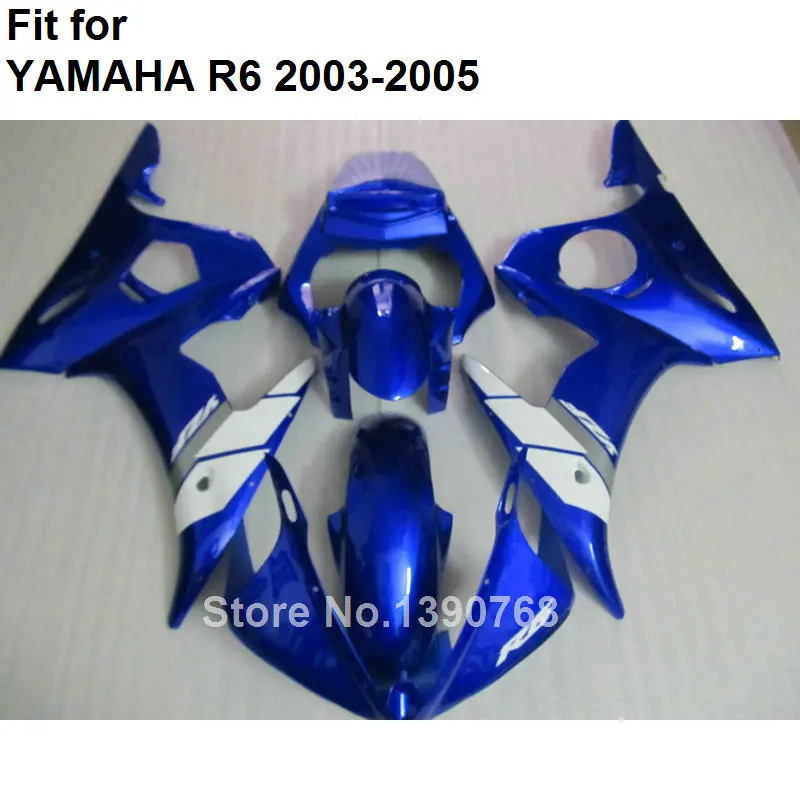 Motorcycle fairing kit for Yamaha YZF R6 2003 2004 2005 blue white body work parts fairings set YZFR6 03 04 05 BC16