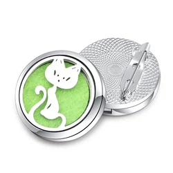 Glamour Cat Aroma Brooch Metal Pin Badge Stainless Steel Aromatherapy Essential Oil Diffuser Perfume Locket Accessories Jewelry