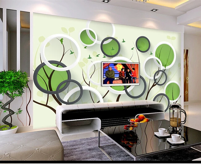 

The most popular 3D large wall murals, simple cartoon small forest , living room sofa TV wall children bedroom wall paper