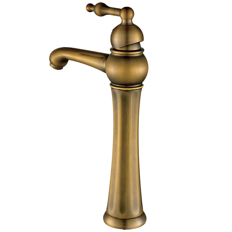 Bathroom Basin Faucets,Antique Brass Sink Mixer Taps,Hot & Cold,Single Handle,Deck Mounted,Lavatory Water Crane Vessel,Chrome