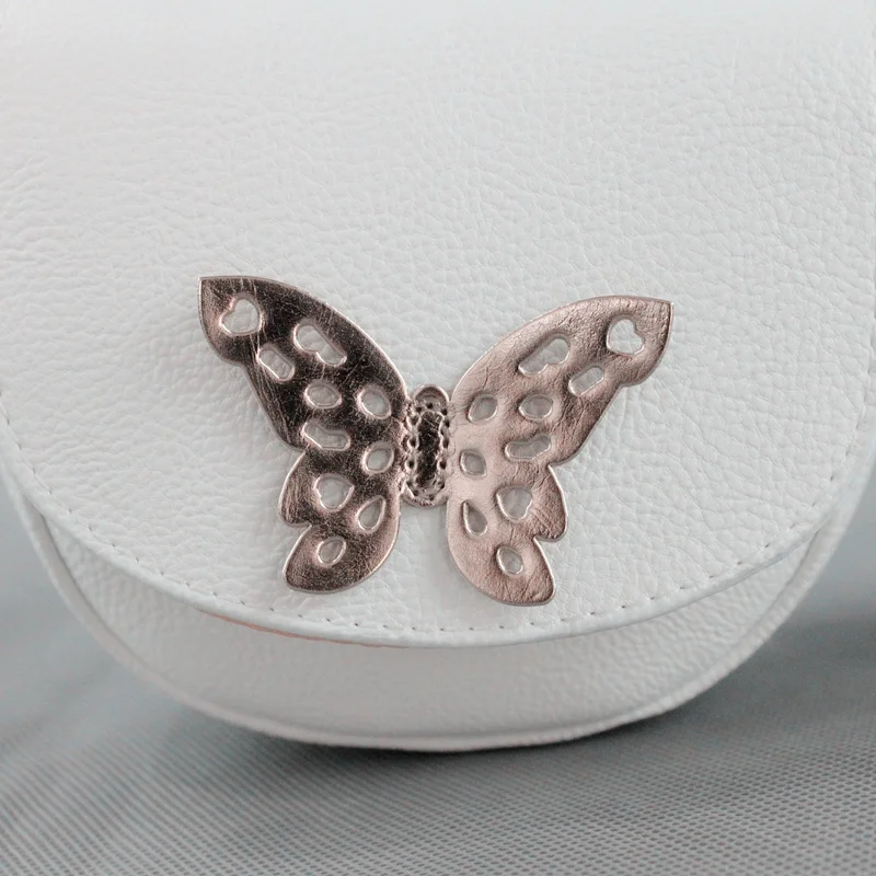 New Fashion Golden Butterfly White Mini Small Shoulder Messenger Bag Crossbody Bags for Girls Kids Accessories Travel Bag