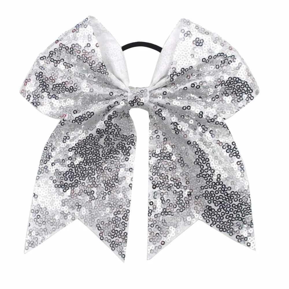 12 cái 7.5 "Bling Sparkly Glitter Sequins Pigtail Cung cho Cô Gái trẻ Lớn cổ vũ cung Ponytail Chủ Tóc Đàn Hồi quan hệ