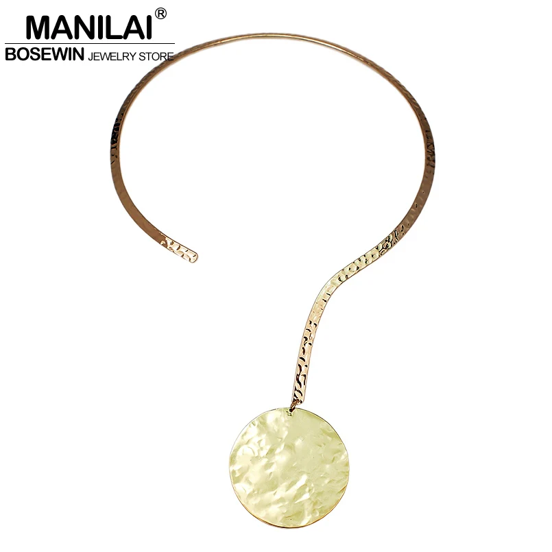 MANILAI Trend Alloy Torques Choker Necklaces Maxi Jewelry Punk Metal Choker Bib Collar Statement Necklaces For Women Accessories