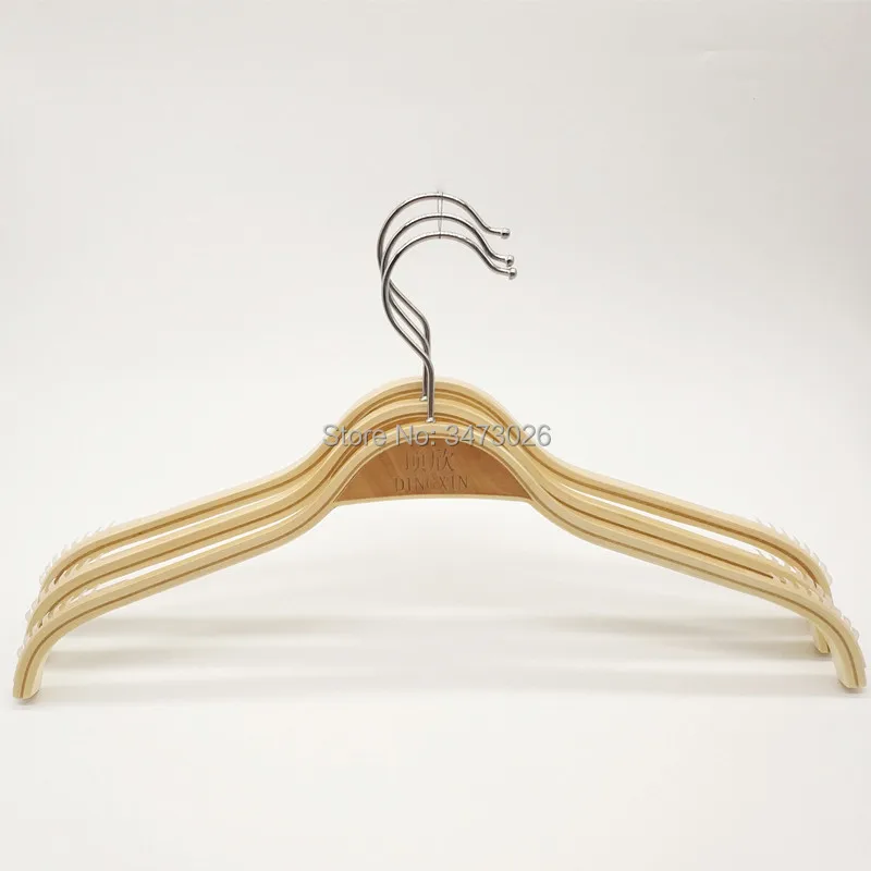 38cm Wood Coat Hangers Non-Slip Design Clothing Hanging Rack Trousers Skirt Drying Hangers Coats Jackets Clothes Display 5 Pcs
