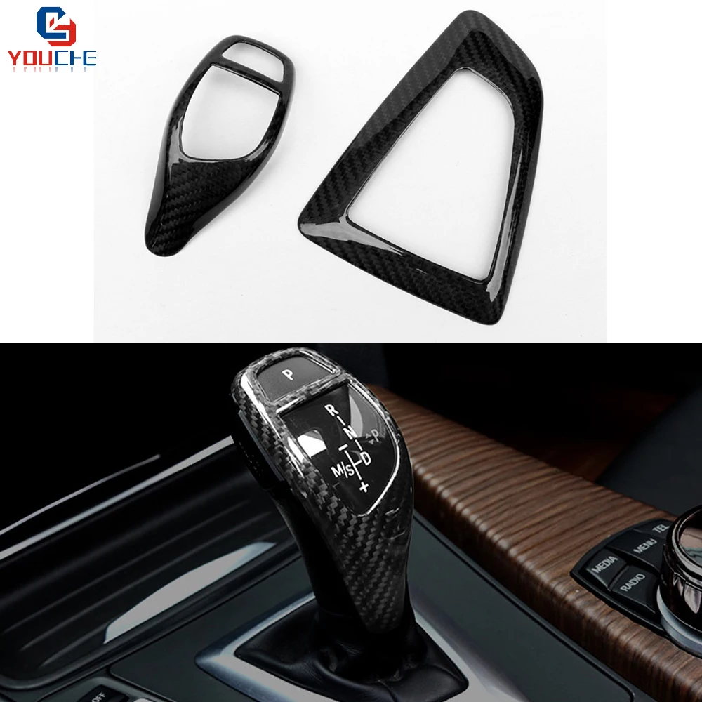 Carbon Fiber Gear Shift Knob Cover Handle Shifter Basement Surround Cover for BMW 1 2 3 4 5 6 7 X1 X3 X4 X5 X6 All Series