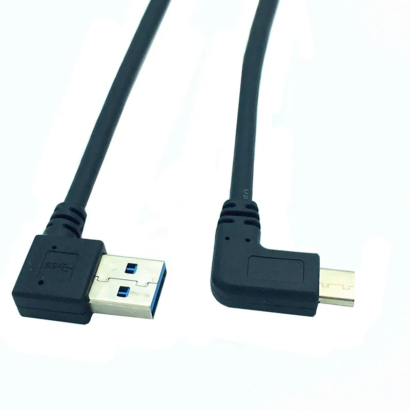 90-градусный левый правый угол USB 3.0 Type-A «папа» на 90-градусный левый угол USB3.1 Type-C «папа» USB-кабель для синхронизации данных и зарядки