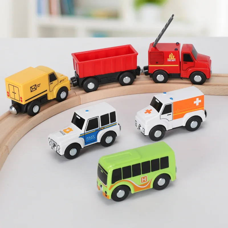 Magnetic Car Toy Function Train Track Scene Car Truck Accessories Compatible With Wooden Track Children\'s Educational Toys W09