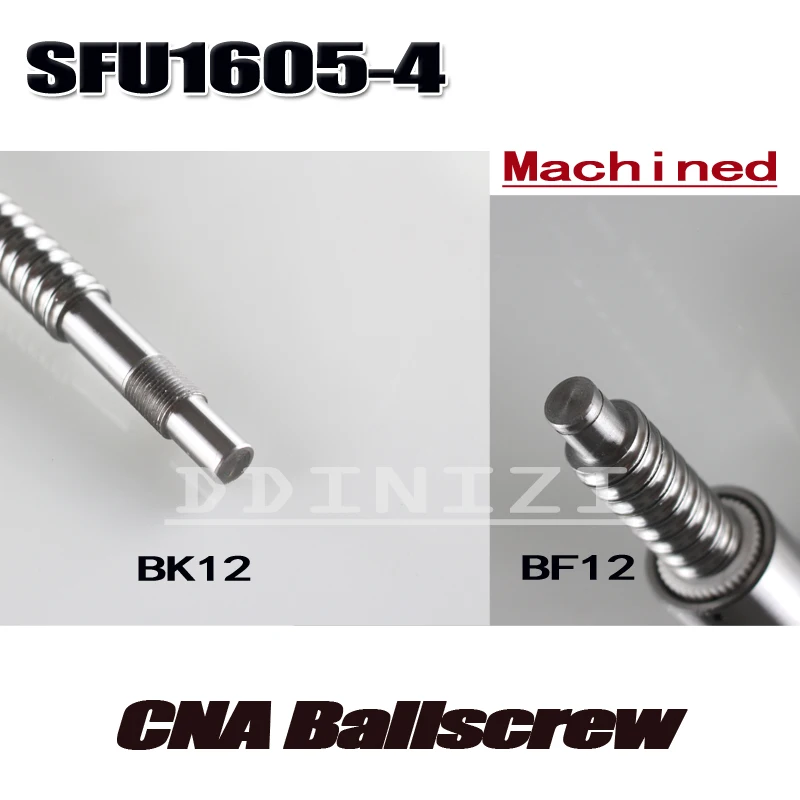 SFU1605 L 600mm RM1605 600mm SFU1605-4 Rolled Ball screw 1pc+1pc ballnut + end machining for BK/BF12 standard processing