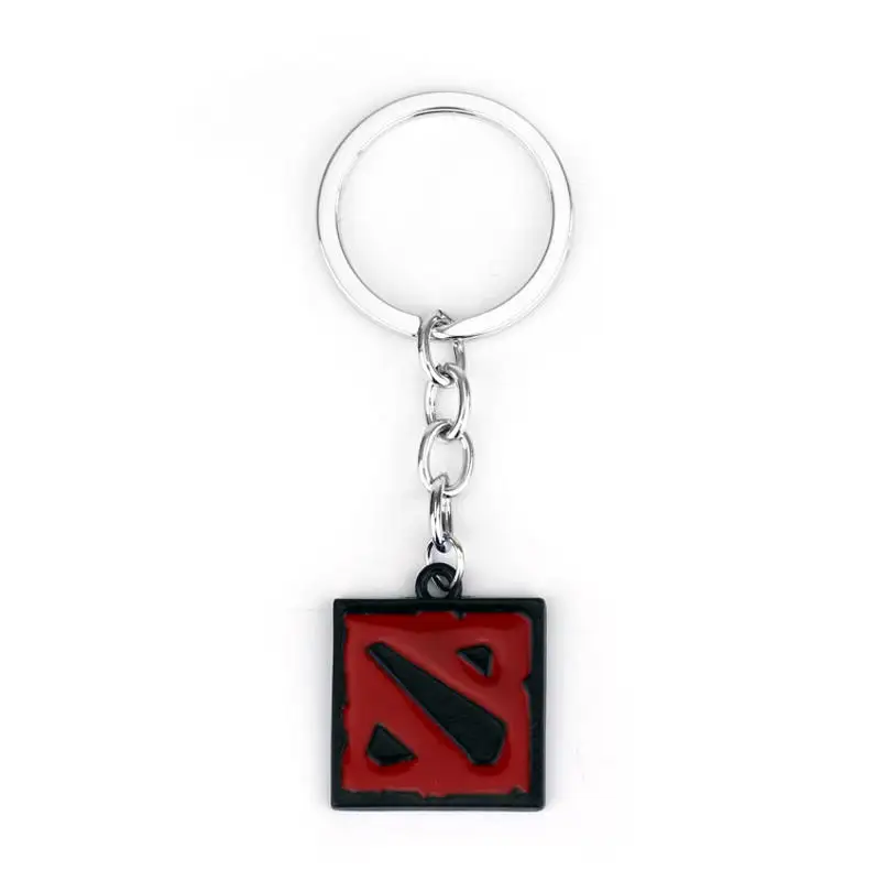 dongsheng Dota 2 Keychain Online Game Dota2 Classical Logo Square Shape Pendant Keyring 2 Colors Gift Keyring Keychains jewelry