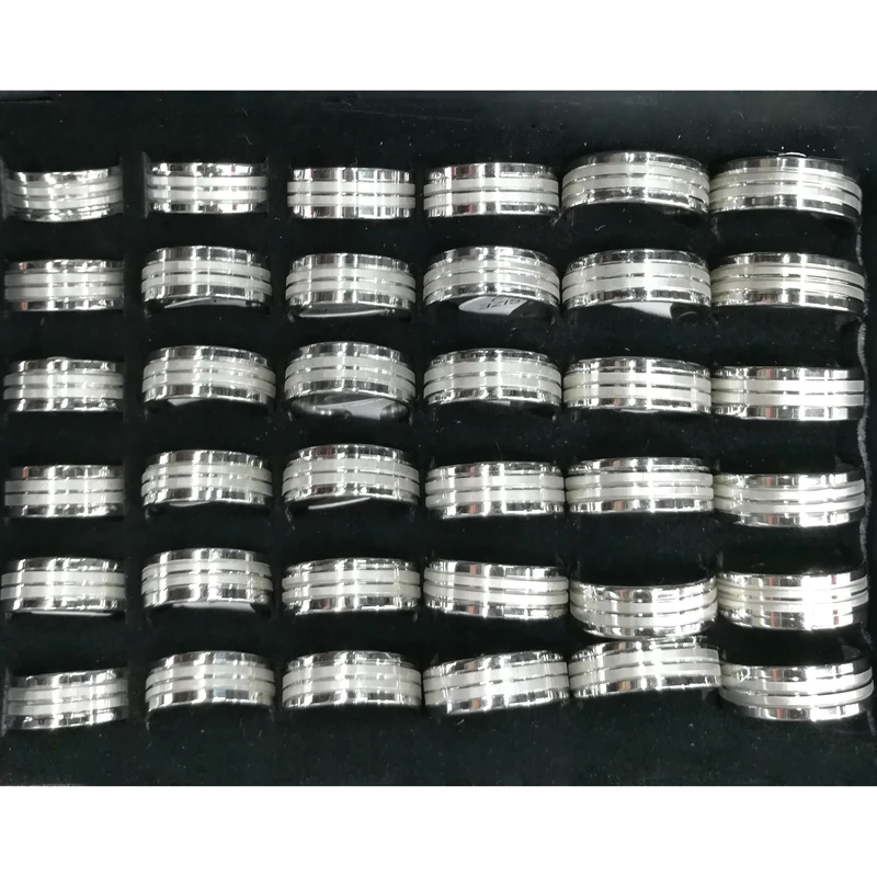 Silver Color Raised Stainless Steel Rings For Stylish Man 36pcs/lot