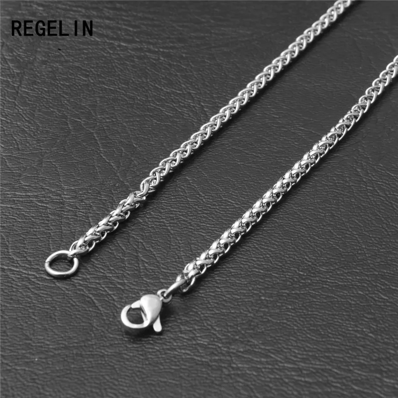 REGELIN New 50/60/70/80cm Length Stainless Steel Chain Lobster Clasps Simple Chains Necklace for Men Party