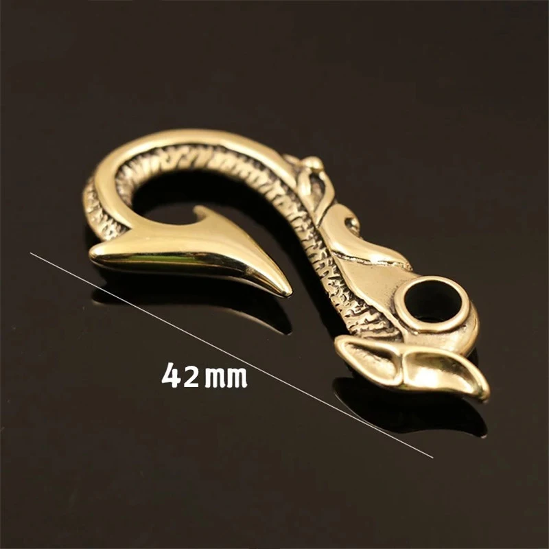 Solid Brass Belt U Hook Skull Dragon Bamboo Fish Hook Fob clip Keychain Key Ring Wallet Chain Hook Leather Craft Decor 4 styles