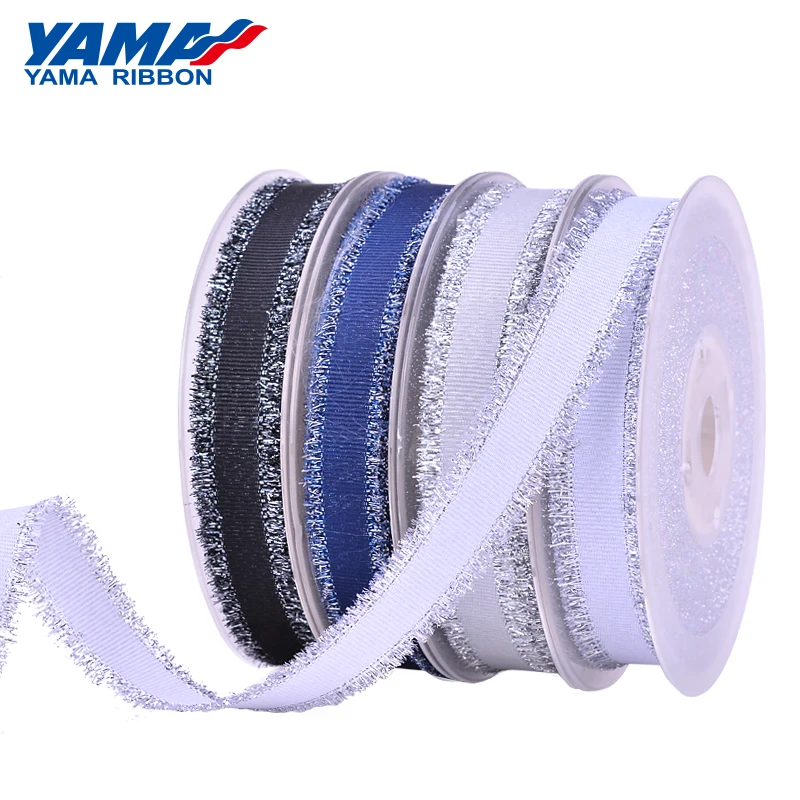 YAMA 16mm 25mm 38mm Fashion Silver Purl Grosgrain Fringe Golden Ribbon 6 Colors 100Yards/Roll Craft Diy Packing Gifts Wedding