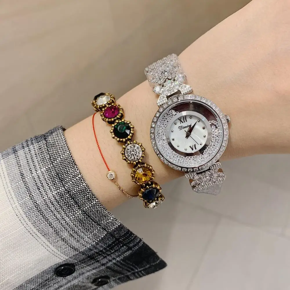 Top Luxury Full Diamonds Women Brand Jewelry Watches Shinning Crystals Bracelet Watch Roman Wristwatch Waterproof Zircons Bangle