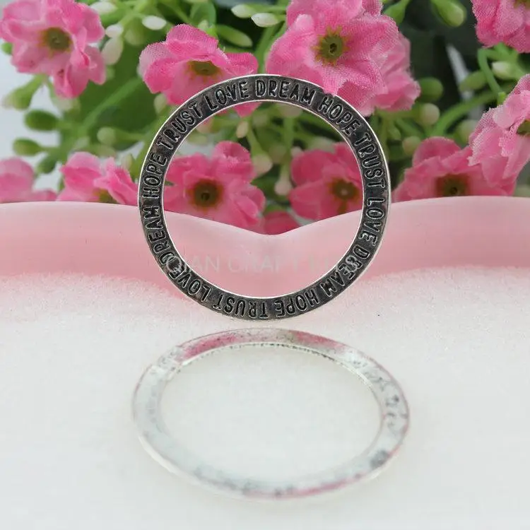 100pcs Tibetan Silve DREAM hope trust love circle Charm  zinc alloy charm for DIY supply handicraft jewelry accessory 35mm