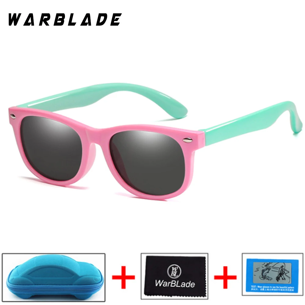 

WarBLade Children Girls Safety Polarized UV400 Kids Boys TR90 Polarized Sunglasses Mirror Sun Glasses Sport oculos With Case