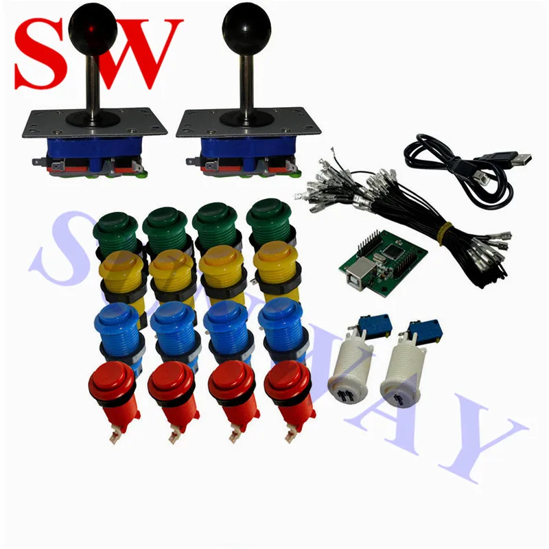 

Arcade Kit x 2PCS Zippy Joystick + 16PCS push button + 1p 2p push button + 2 player Arcade USB encoder for Jamma Machine Parts