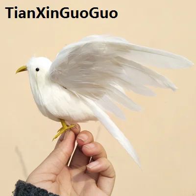 about 12x15cm spreading wings bird hard model foam&white feathers bird home garden decoration prop gift s1887