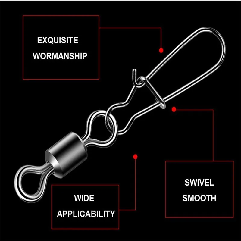 25 шт./лот 1/0 2/0 3/0 подшипник качения вертлюга с защелкой рыболовный соединительный штифт из нержавеющей стали рыболовные снасти аксессуары для рыбалки