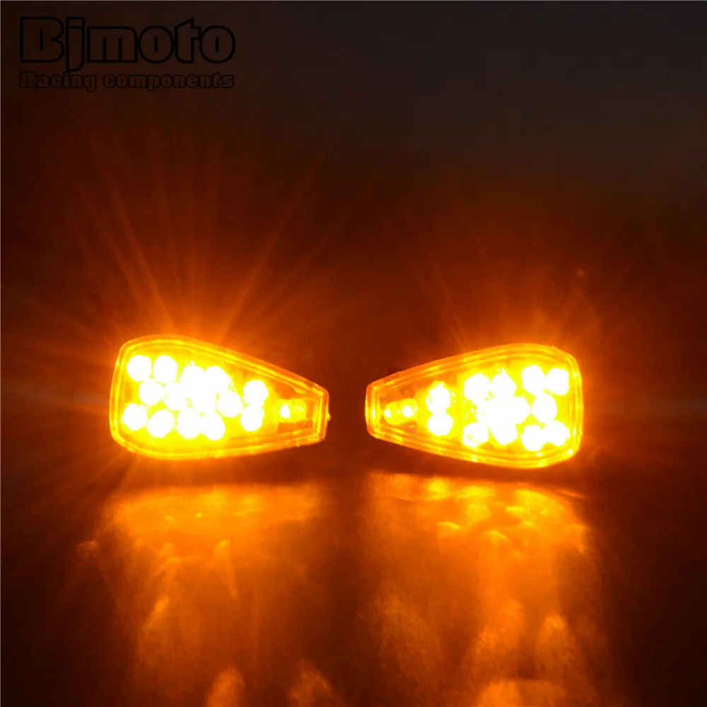 Bjmoto 2pcs 12V Universal Motorcycle LED Turn Signal  Lights Motorbike Indicator Amber Light  Lamps Carbon Fiber