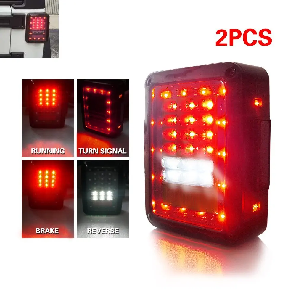 LED Tail Lights Brake Reverse Turn Singal Lamp Back Up Rear Parking Stop Light Daytime Running tai'llight for Jeep Wrangler