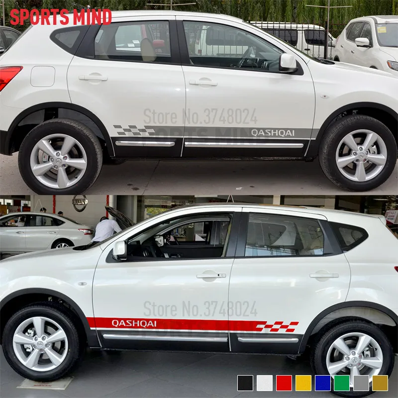 

1 пара спортивных умных наклеек для Nissan Qashqai J11 J10 Nismo, автоаксессуары, боковая полоса на дверь, автомобильная наклейка, автомобильный Стайлинг