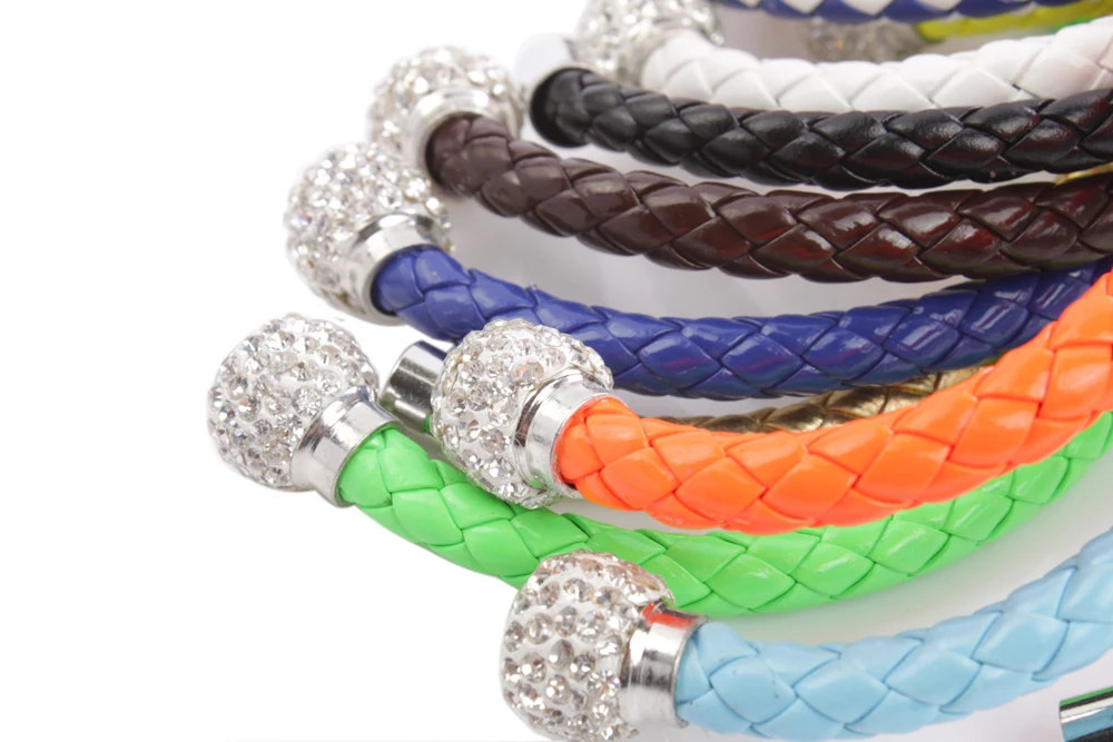 

24PCS Mixed Of Stylish Leather Punk Rhinestone Magnet Clasp Bracelets Bangles