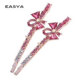 EASYA Unique Design Crystal Bowknot Hair Clips Women Girls Rhinestone Hairgrips For Hair Accessories