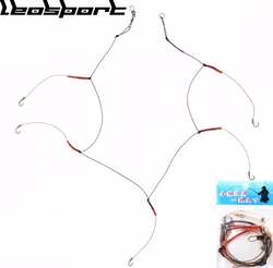 LEOSPORT High Carbon Steel Fishhooks with 5 Small Hook Rigs Swivel Fishing Tackle Lures Pesca Baits String Hook JK445